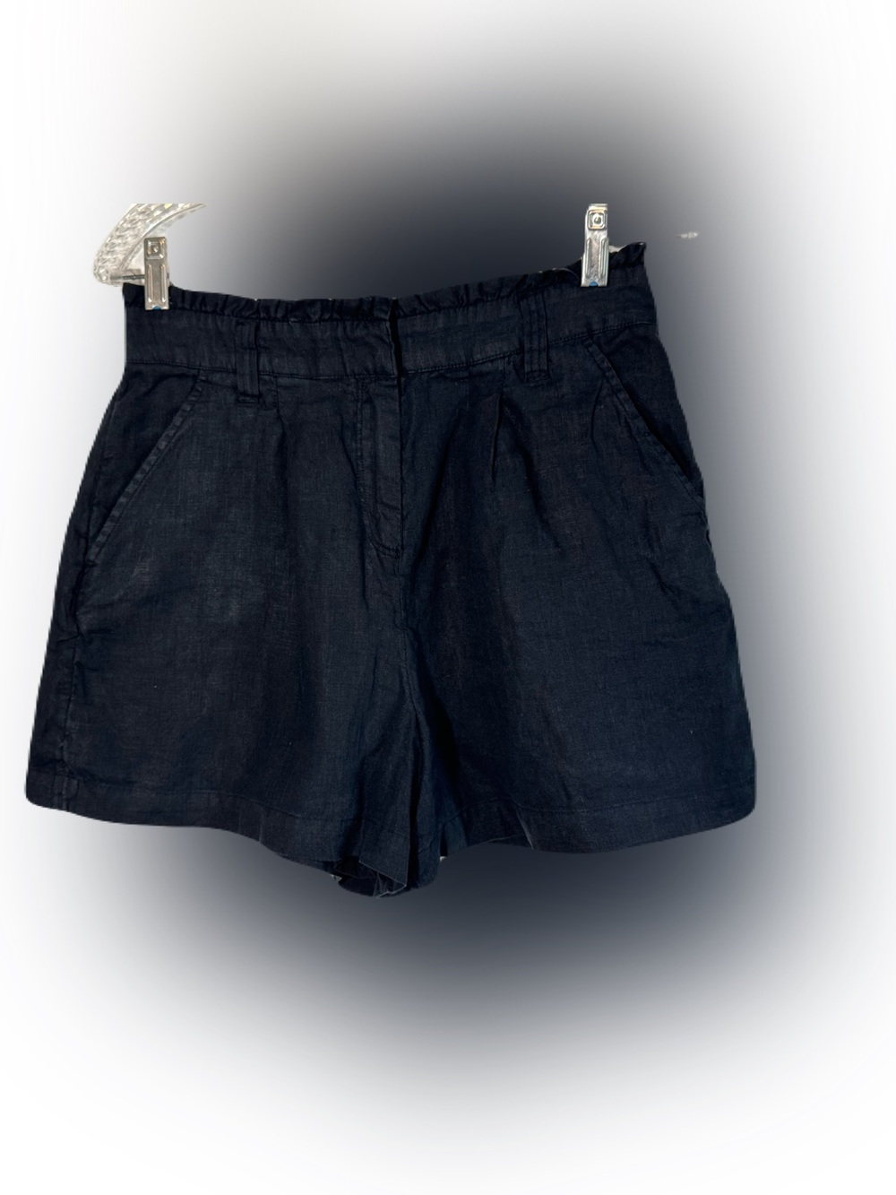 Vineyard Vines Black Linen Pull-On Shorts | Ruched Waist | Lined | Coastal
